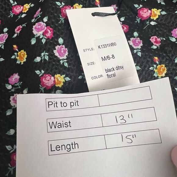 Unique Vintage Ditsy Floral Daryl Skort Black - Picture 11 of 11